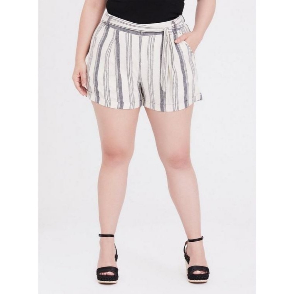 NWT Torrid Cream & Black Striped Hi-Rise Linen Short